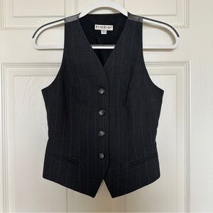 Bebe Y2K Vintage Pinstripe Wool Satin Waistcoat Vest